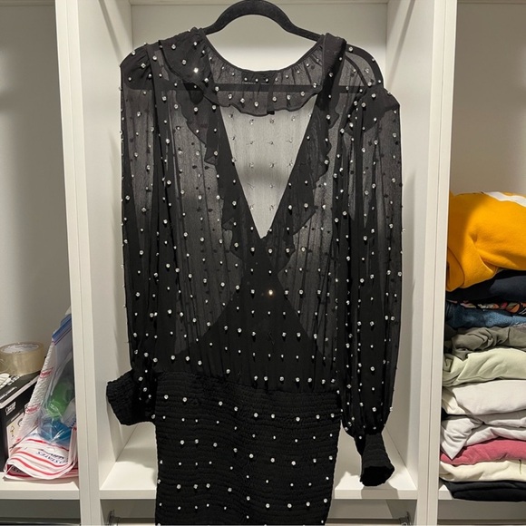 Retrofête Lennon Embellished Silk Chiffon Dress - Picture 6 of 6